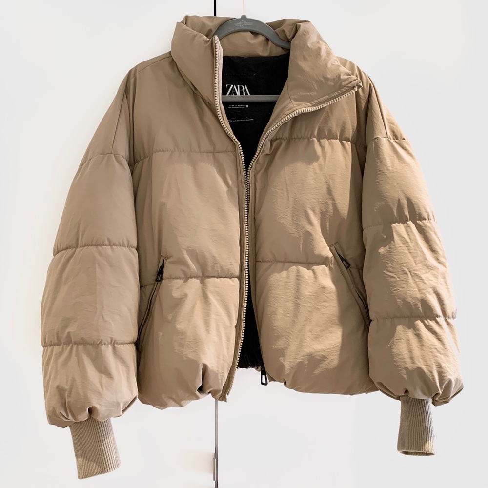 ZARA BEIGE PUFFER JACKET